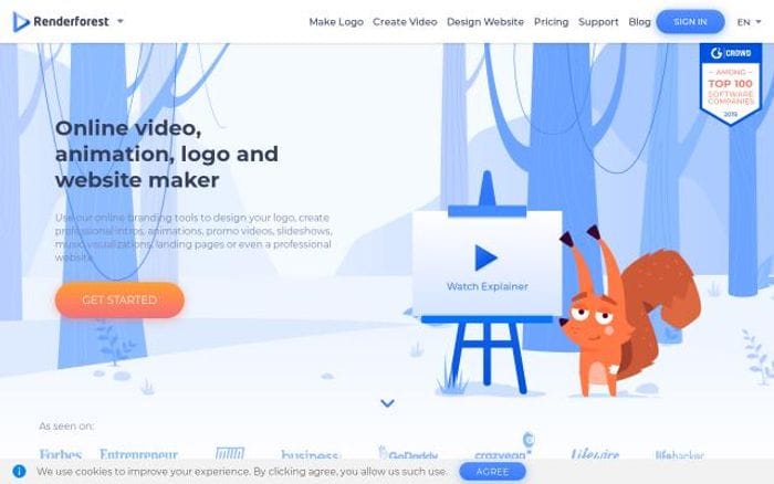 Renderforest website preview