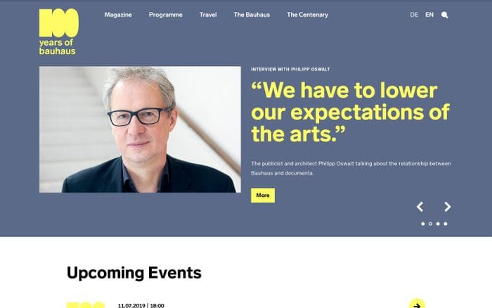 Bauhaus100 website preview