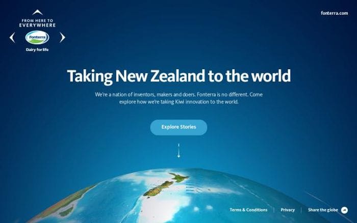 Fonterra website preview