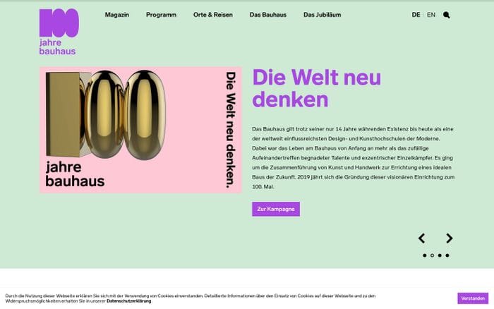 Bauhaus100 website preview