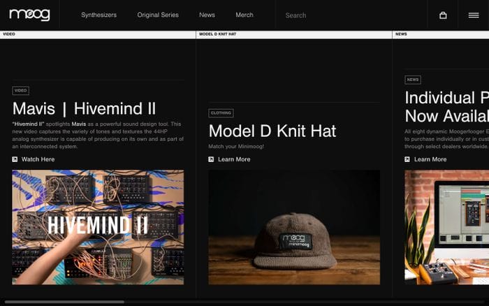Moog Music website preview