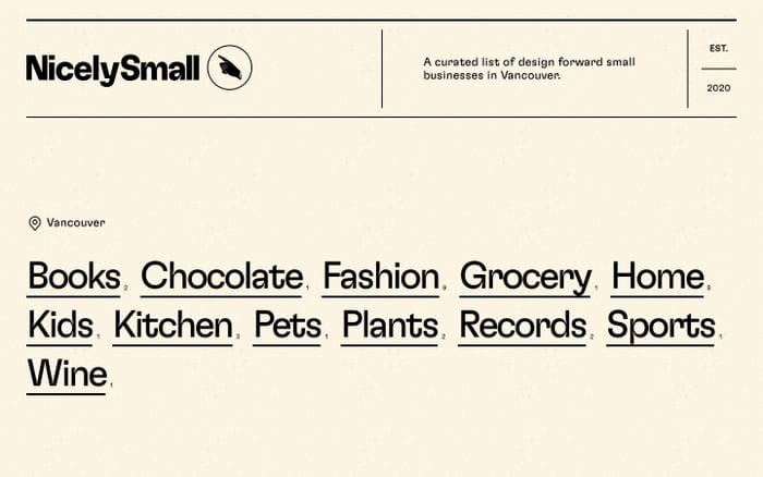 NicelySmall website preview