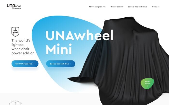 UNAwheel Mini by UNAcare - Power add-on for every wheelchair. website preview