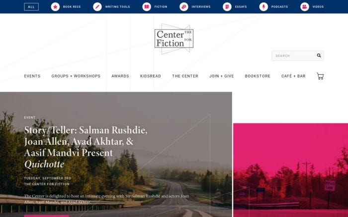 The Center for Fiction website preview