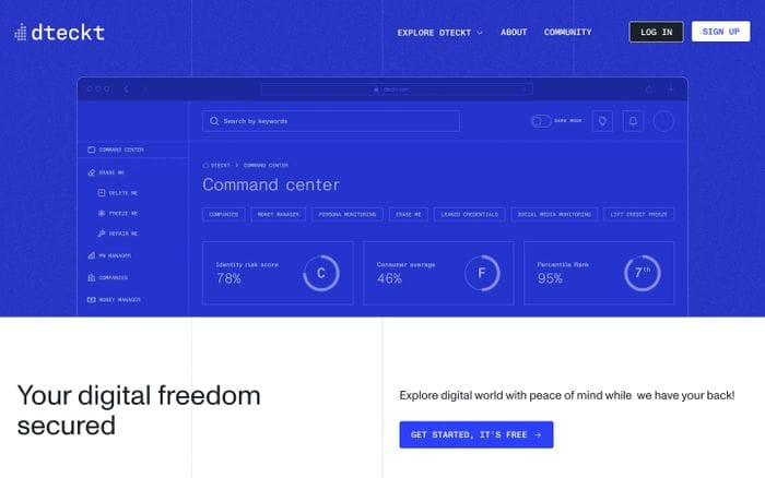 Dteckt website preview