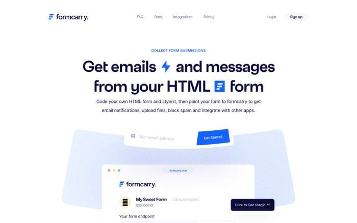 Formcarry website preview