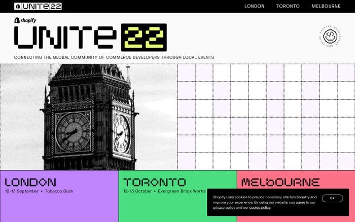 Shopify Unite 2022 website preview