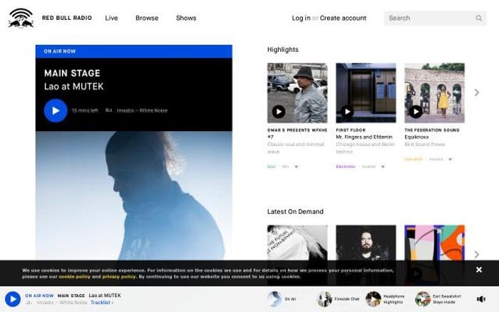 Redbullradio website preview