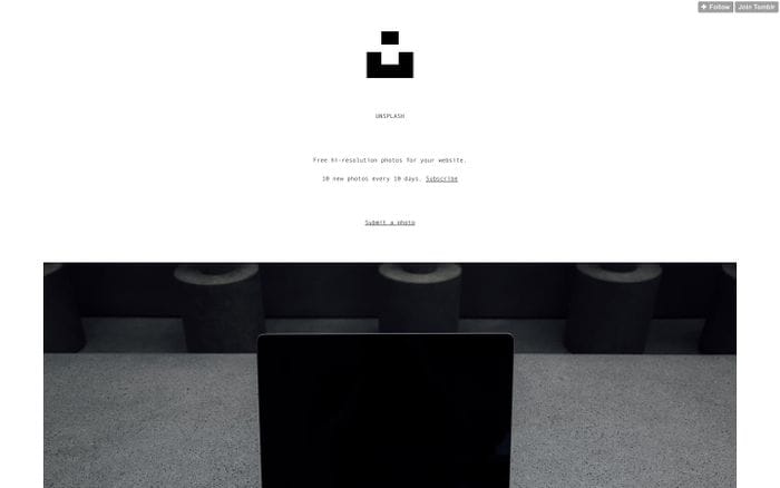 Unsplash – A million photos later website preview