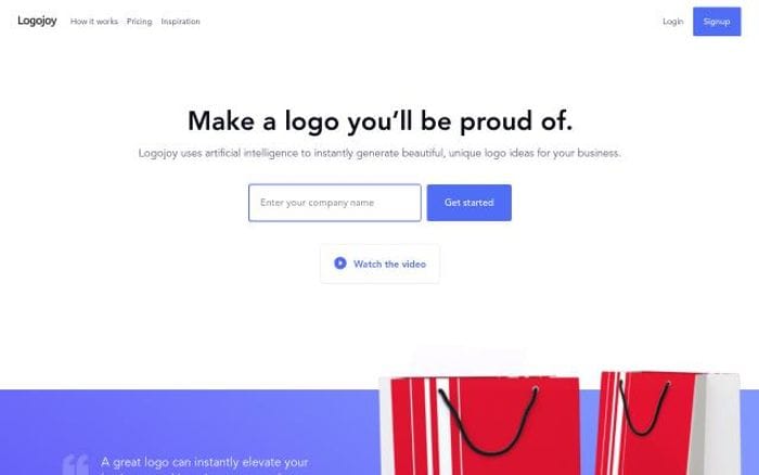 Logojoy website preview