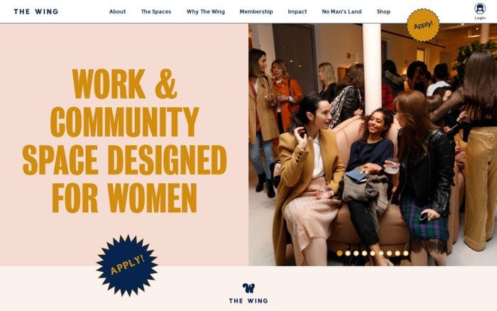 The Wing | Work and Community Spaces Designed for Women website preview