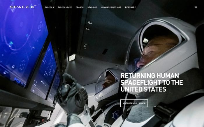 SpaceX website preview