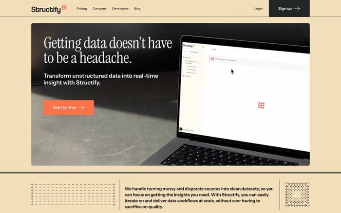 Structify website preview