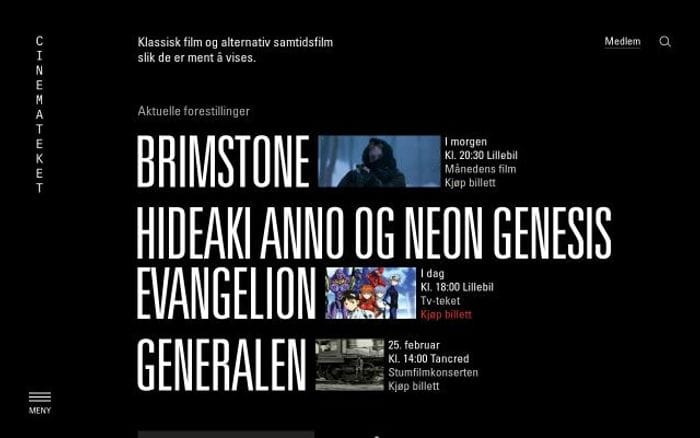 Cinemateket website preview