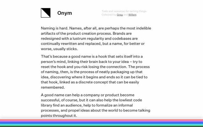 Onym website preview