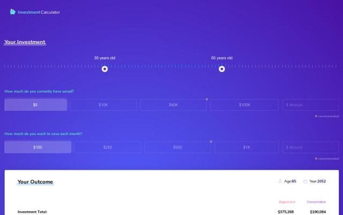 Investmentcalculator website preview