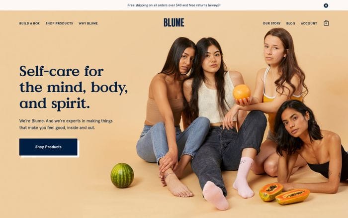 Blume website preview