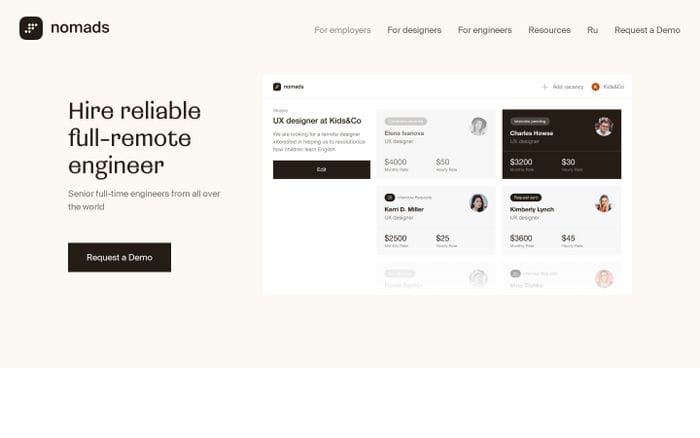 6nomads — Hire reliable full-remote engineer website preview