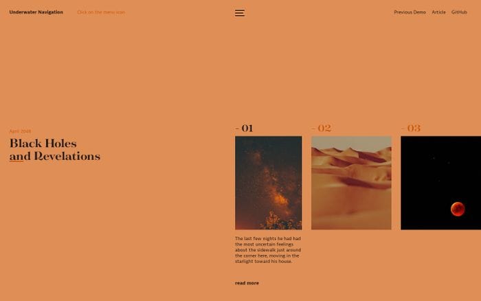 Underwater Navigation | Codrops website preview