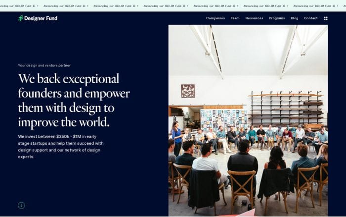 Designer Fund website preview