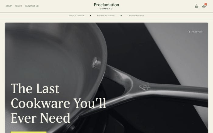 Proclamation Goods Co. website preview