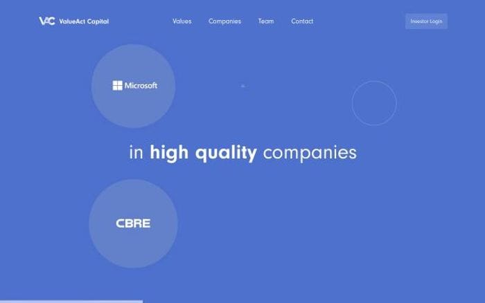 Valueact website preview