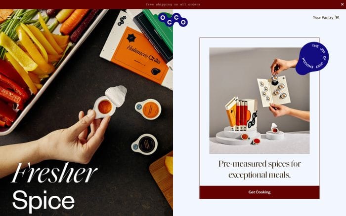 Occo Spices website preview