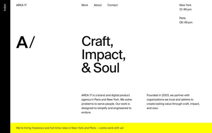 Area 17 website preview