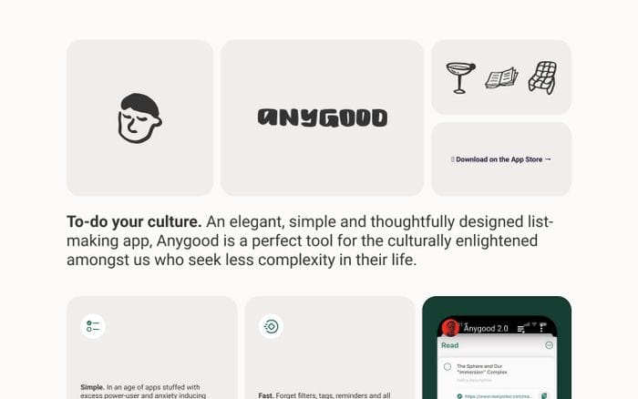 Anygood website preview