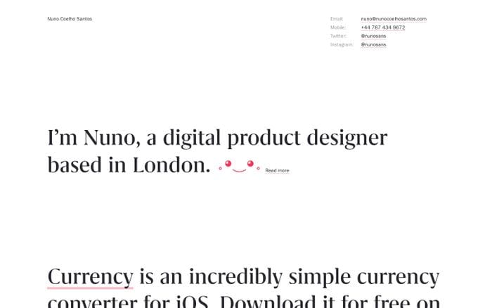 Nuno Coelho Santos, Designer. Work & Profile website preview
