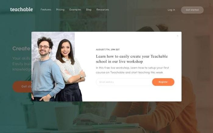 Teachable website preview