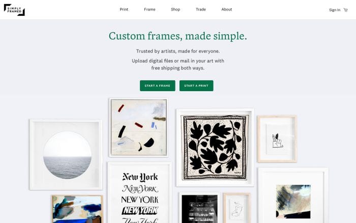 Simply Framed — Custom frames, made simple website preview