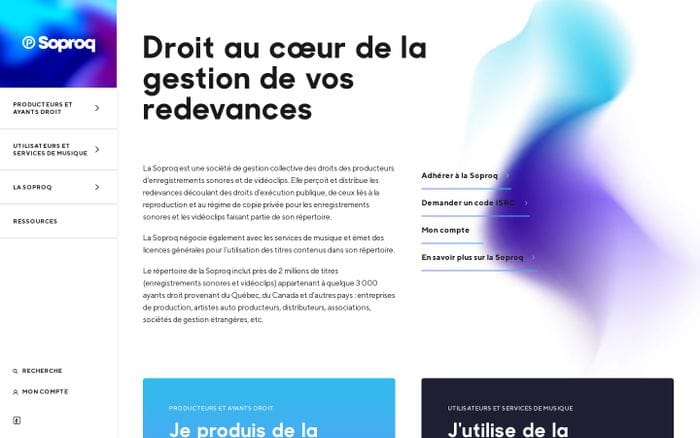 Droit au cœur de la gestion de vos redevances – SOPROQ website preview