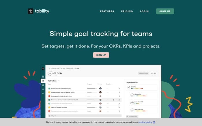 Tability | Simple and easy goal-tracking for your business website preview