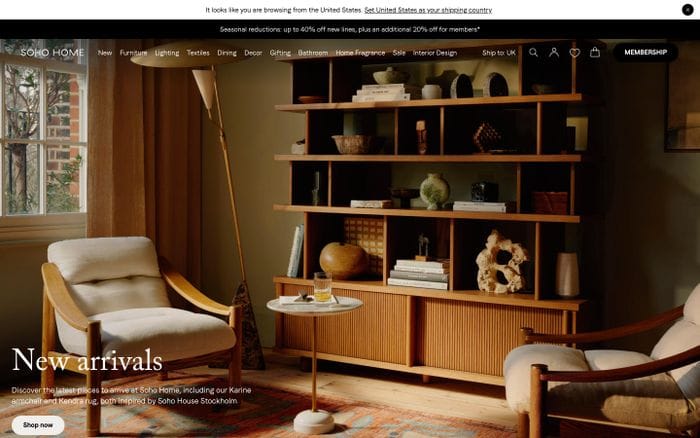 Soho Home website preview