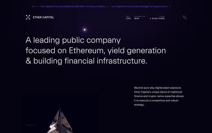 Ether Capital website preview