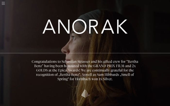 Anorak Film website preview