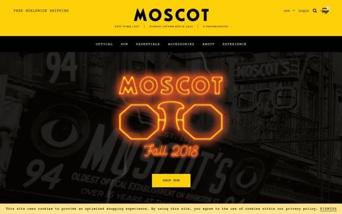 Moscot website preview