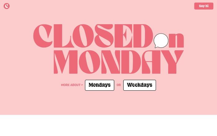 Closed On Monday website preview
