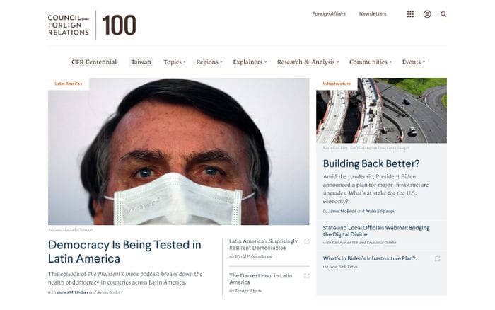 Council on Foreign Relations website preview