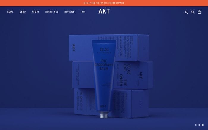 Akt Deodorant website preview