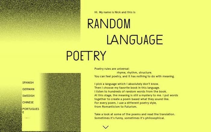 Randomlanguagepoetry website preview