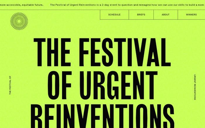 The Festival of Urgent Reinventions website preview