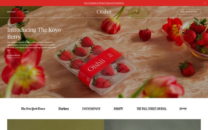 Oishii website preview