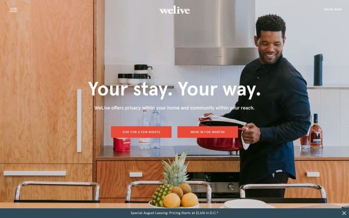 WeLive - Fully Furnished Apartments in NYC & DC website preview
