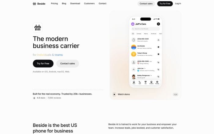 Beside website preview