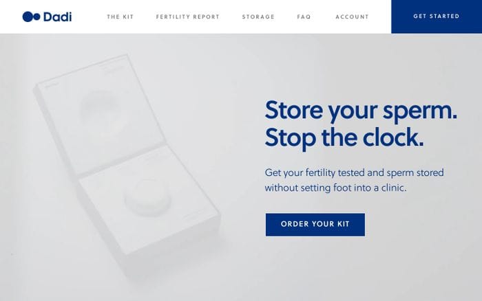 Dadi | The sperm storage, at-home male fertility kit $99 website preview