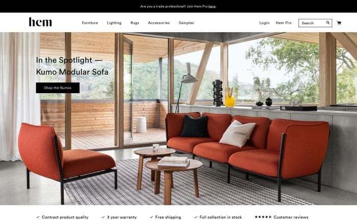 Hem - Contemporary designer furniture for your home and your office website preview