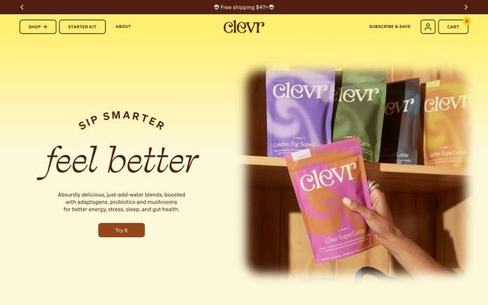 Clevr Blends website preview
