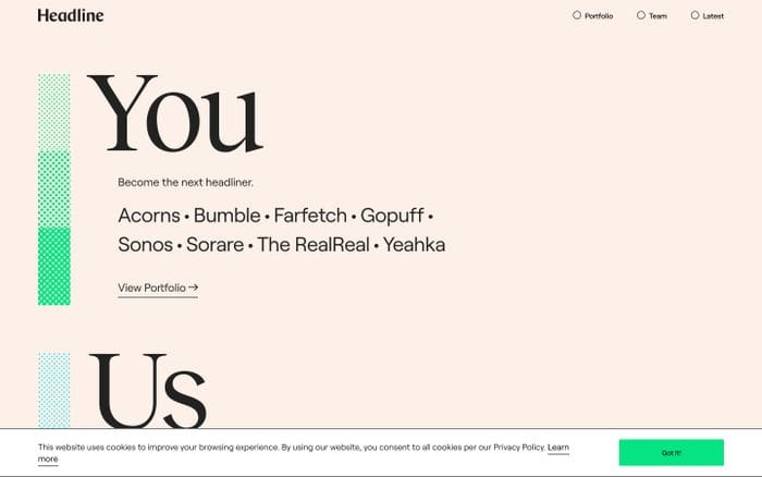Headline website preview